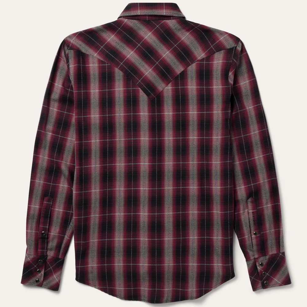 Stetson Marl Plaid Western Shirt Red Discount