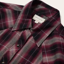 Stetson Marl Plaid Western Shirt Red Discount