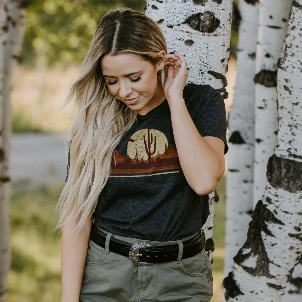 Stetson Riding Into The Sunset Graphic Tee Grey Outlet