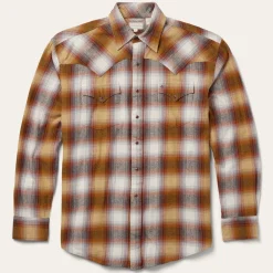 Stetson Rust Plaid Flannel Western Shirt Brown Best