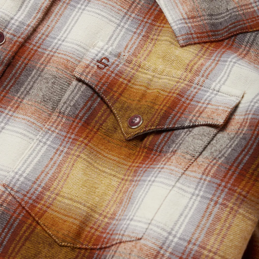 Stetson Rust Plaid Flannel Western Shirt Brown Clearance