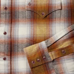 Stetson Rust Plaid Flannel Western Shirt Brown Clearance