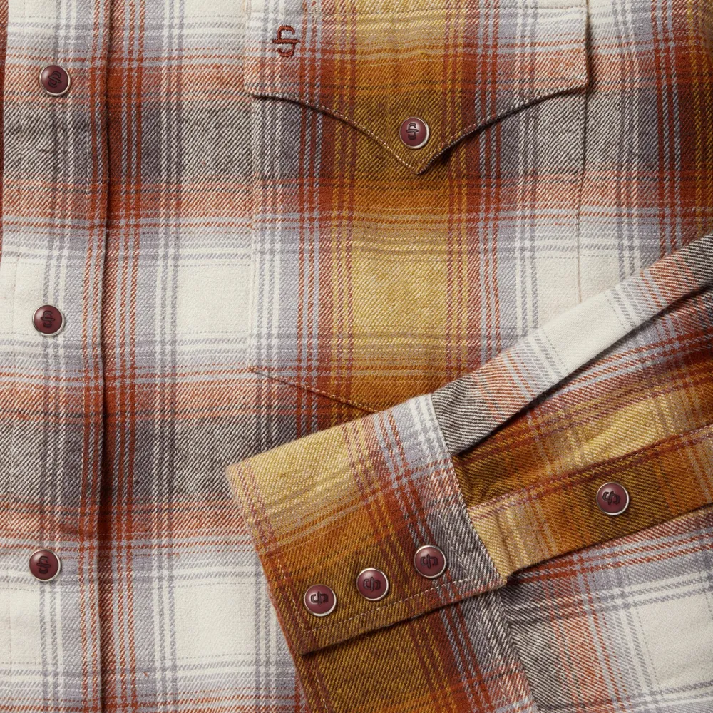 Stetson Rust Plaid Flannel Western Shirt Brown Clearance