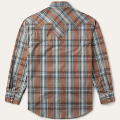 Stetson Rustic Plaid Western Shirt Brown Hot