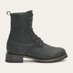 Stetson Sam Lace Up Leather Lug Boots Black Online