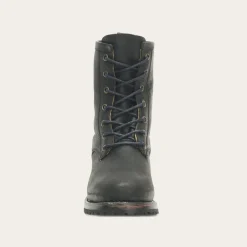Stetson Sam Lace Up Leather Lug Boots Black Outlet