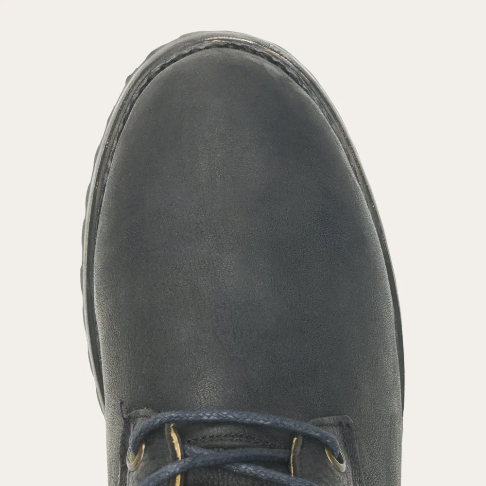 Stetson Sam Lace Up Leather Lug Boots Black Outlet