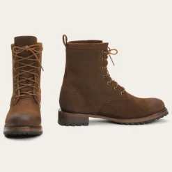Stetson Sam Lace Up Oiled Suede Lug Boots Brown
