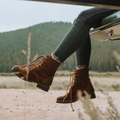 Stetson Sam Lace Up Oiled Suede Lug Boots Brown