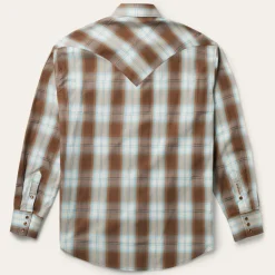 Stetson Sand Ombre Plaid Western Shirt Brown Hot
