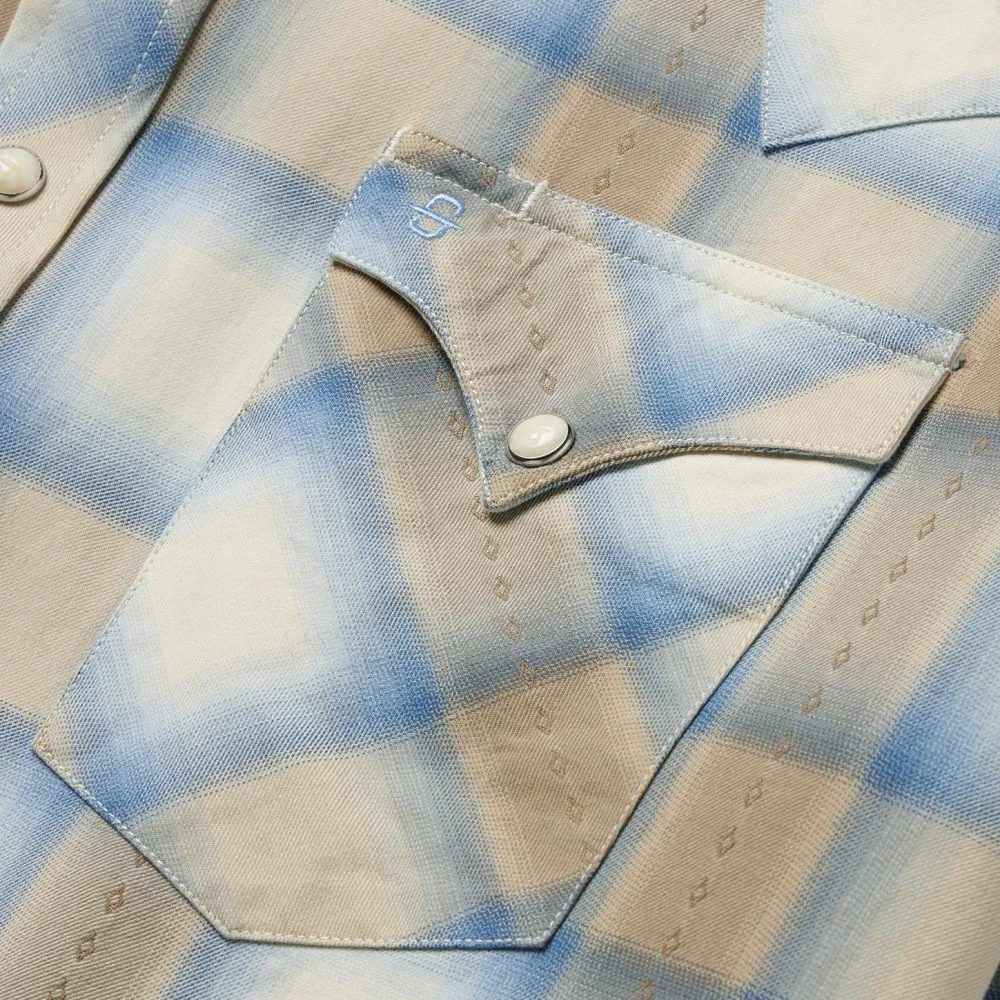 Stetson Sand Plaid Dobby Western Shirt Brown Hot