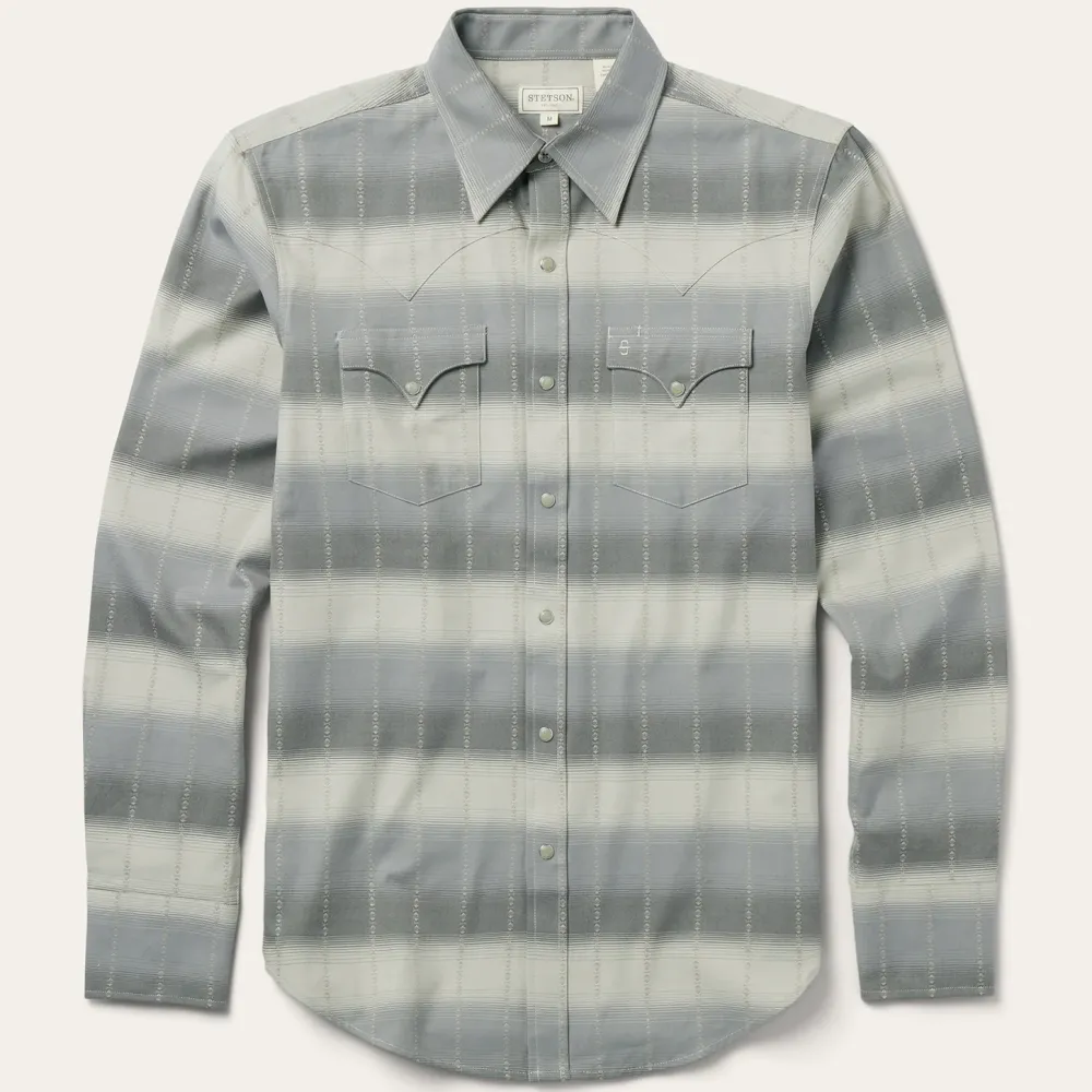 Stetson Serape Dobby Twill Western Shirt Brown
