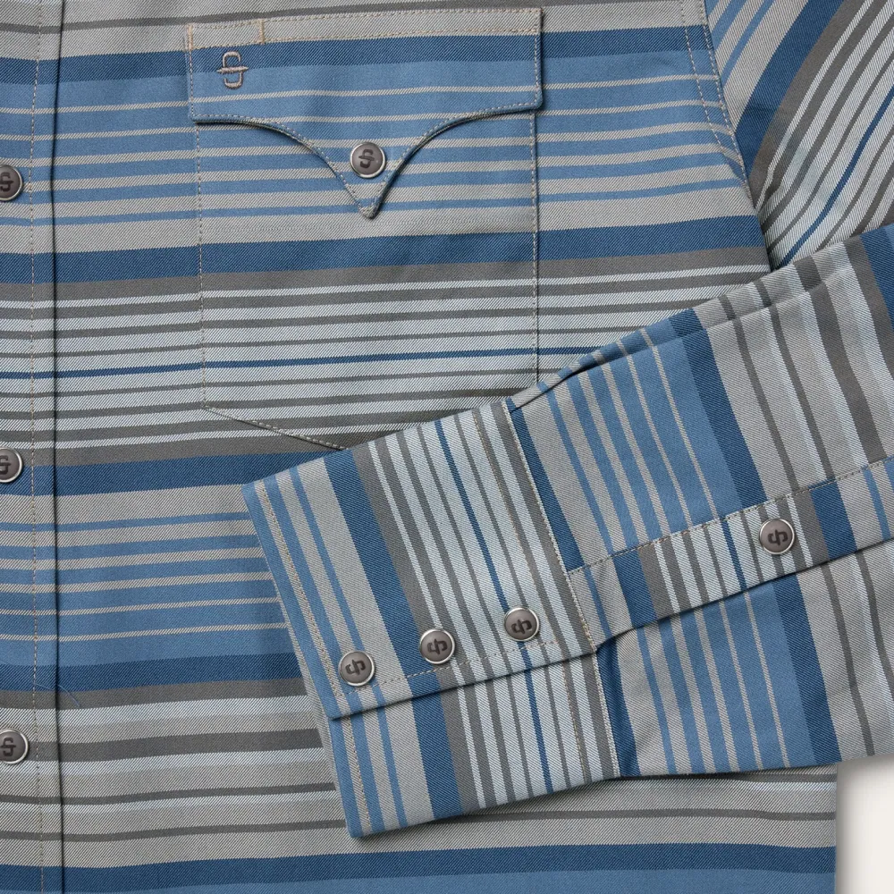 Stetson Serape Stripe Western Shirt Blue Discount