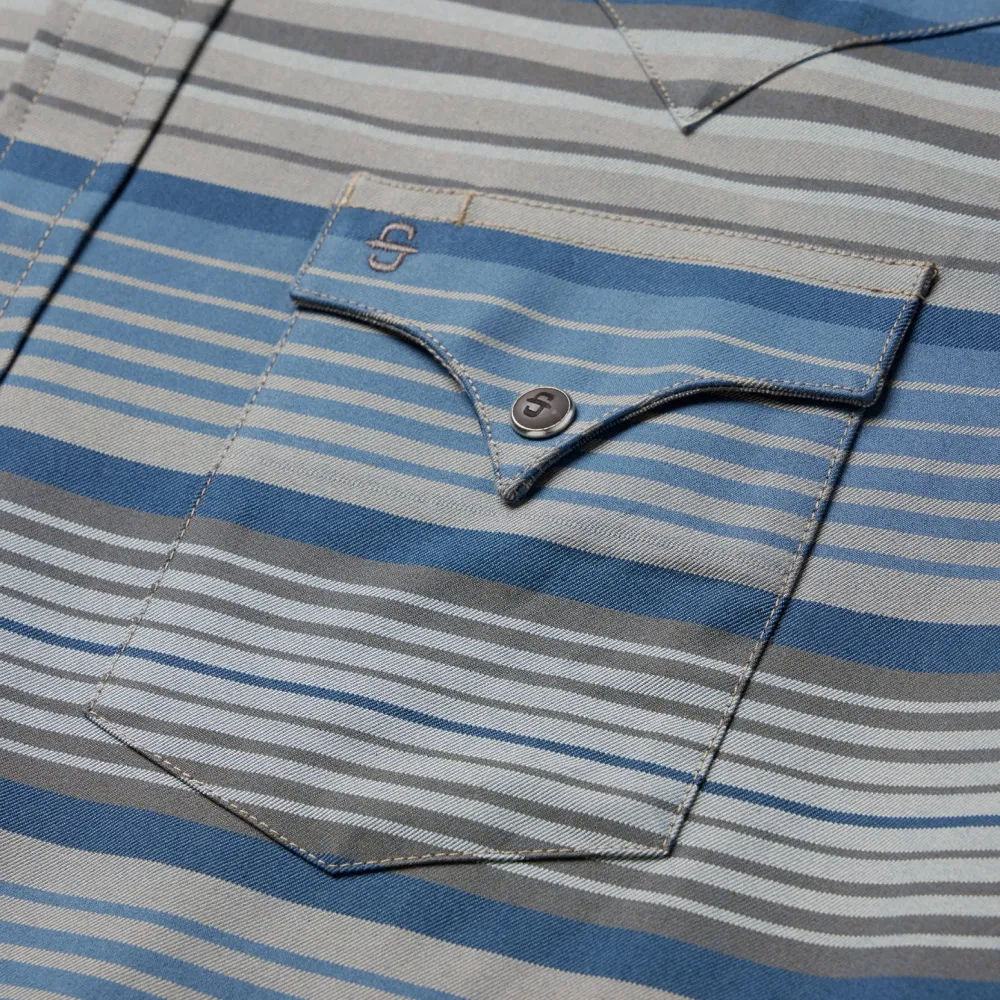 Stetson Serape Stripe Western Shirt Blue Discount