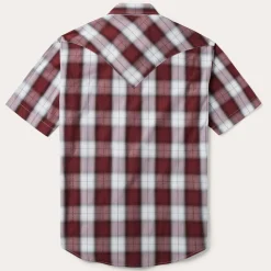 Stetson Shadow Plaid Short Sleeve Western Shirt Wine Sale