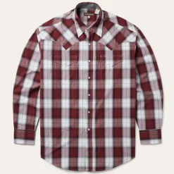 Stetson Shadow Plaid Western Shirt Wine Hot