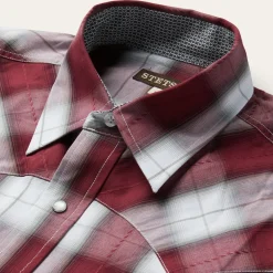 Stetson Shadow Plaid Western Shirt Wine Hot