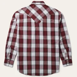 Stetson Shadow Plaid Western Shirt Wine Discount