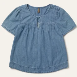 Stetson Short-Sleeved Denim Blouse Blue Online