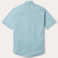 Stetson Silver Diamond Neat Print Short Sleeve Western Shirt Blue New