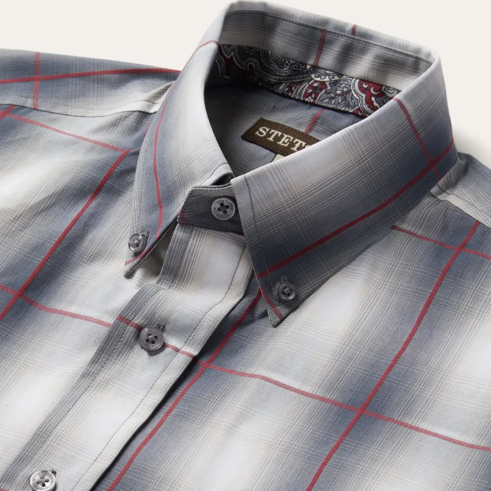 Stetson Smoke Ombre Plaid Button Front Shirt Grey Best