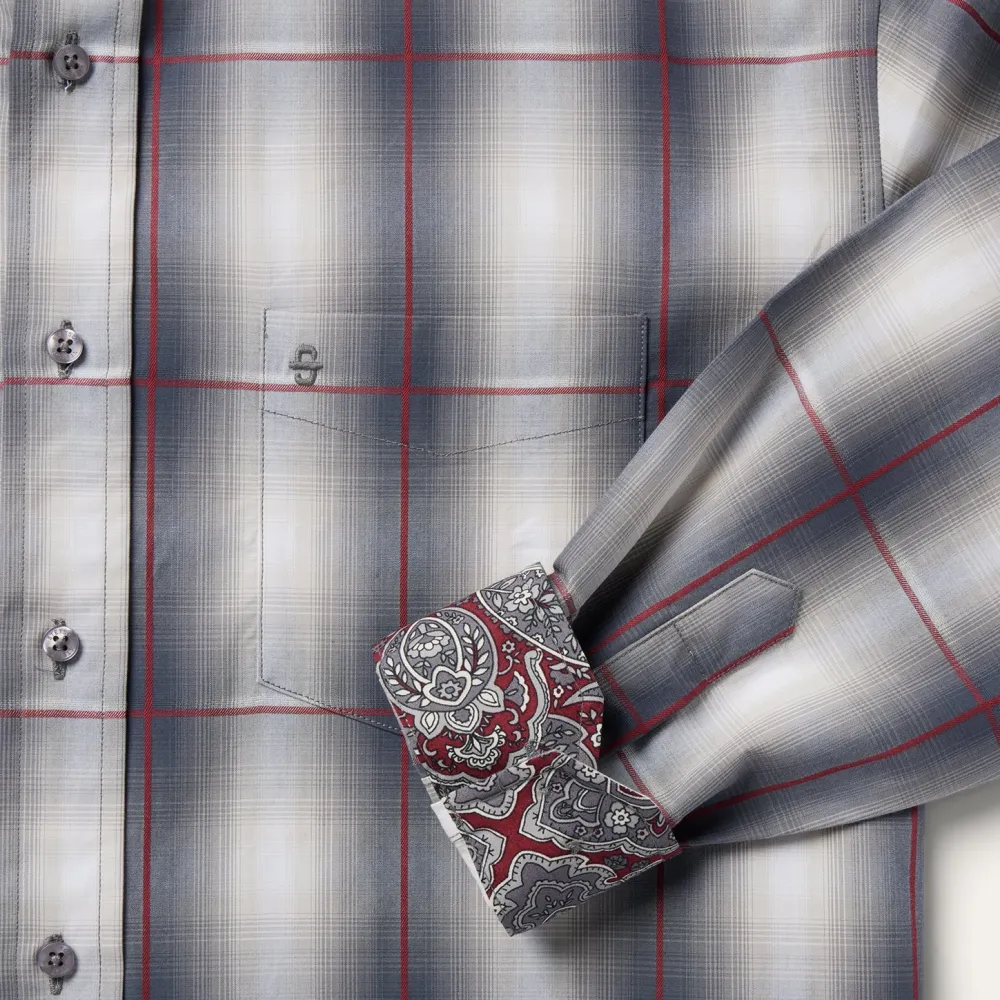 Stetson Smoke Ombre Plaid Button Front Shirt Grey Best