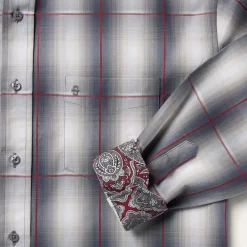 Stetson Smoke Ombre Plaid Button Front Shirt Grey Discount