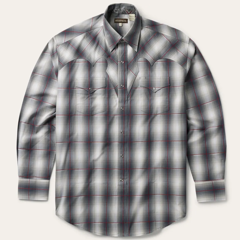 Stetson Smoke Ombre Western Shirt Grey Hot