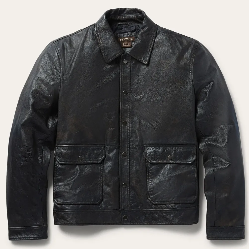 Stetson Snap Front Leather Jacket Brown Best