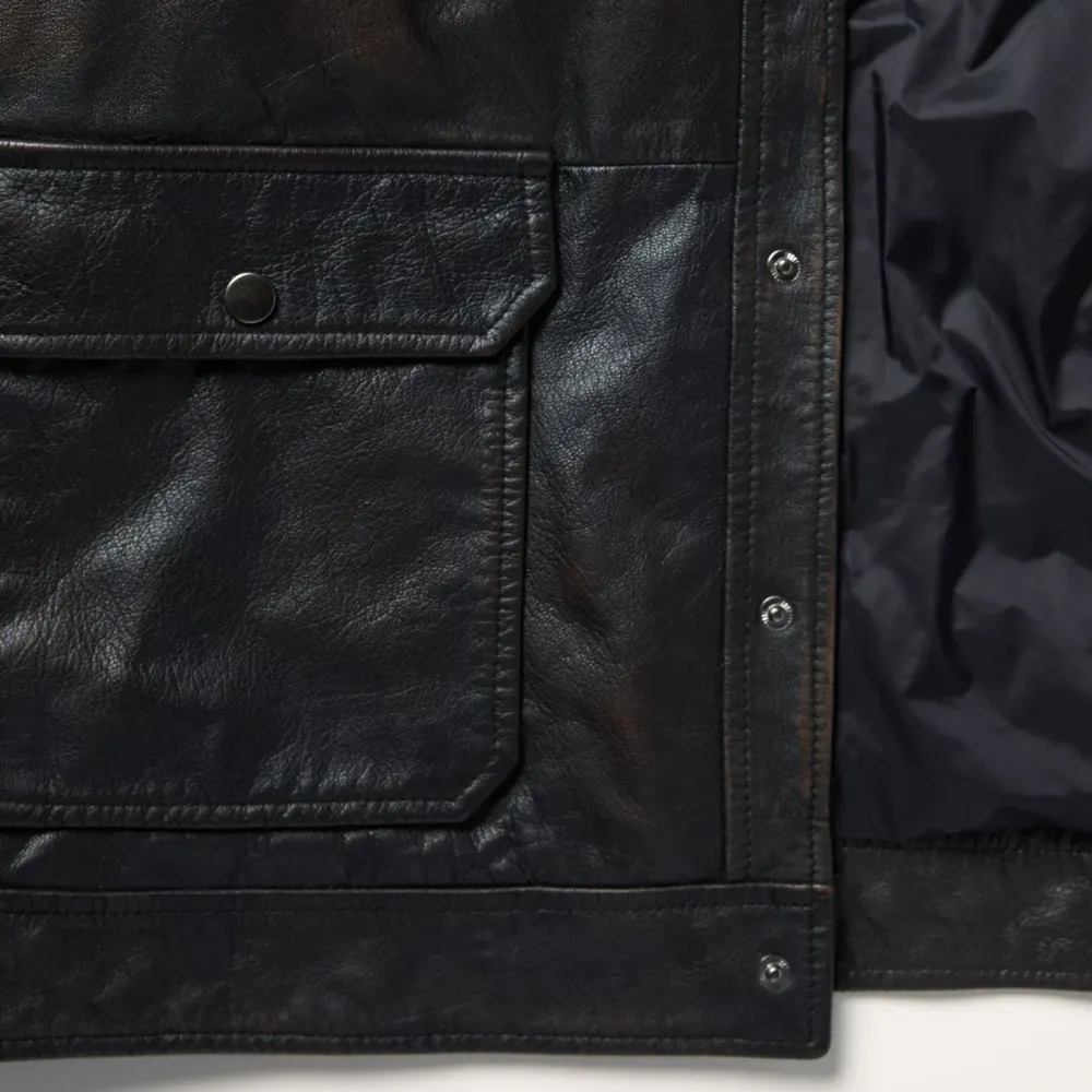 Stetson Snap Front Leather Jacket Brown Best