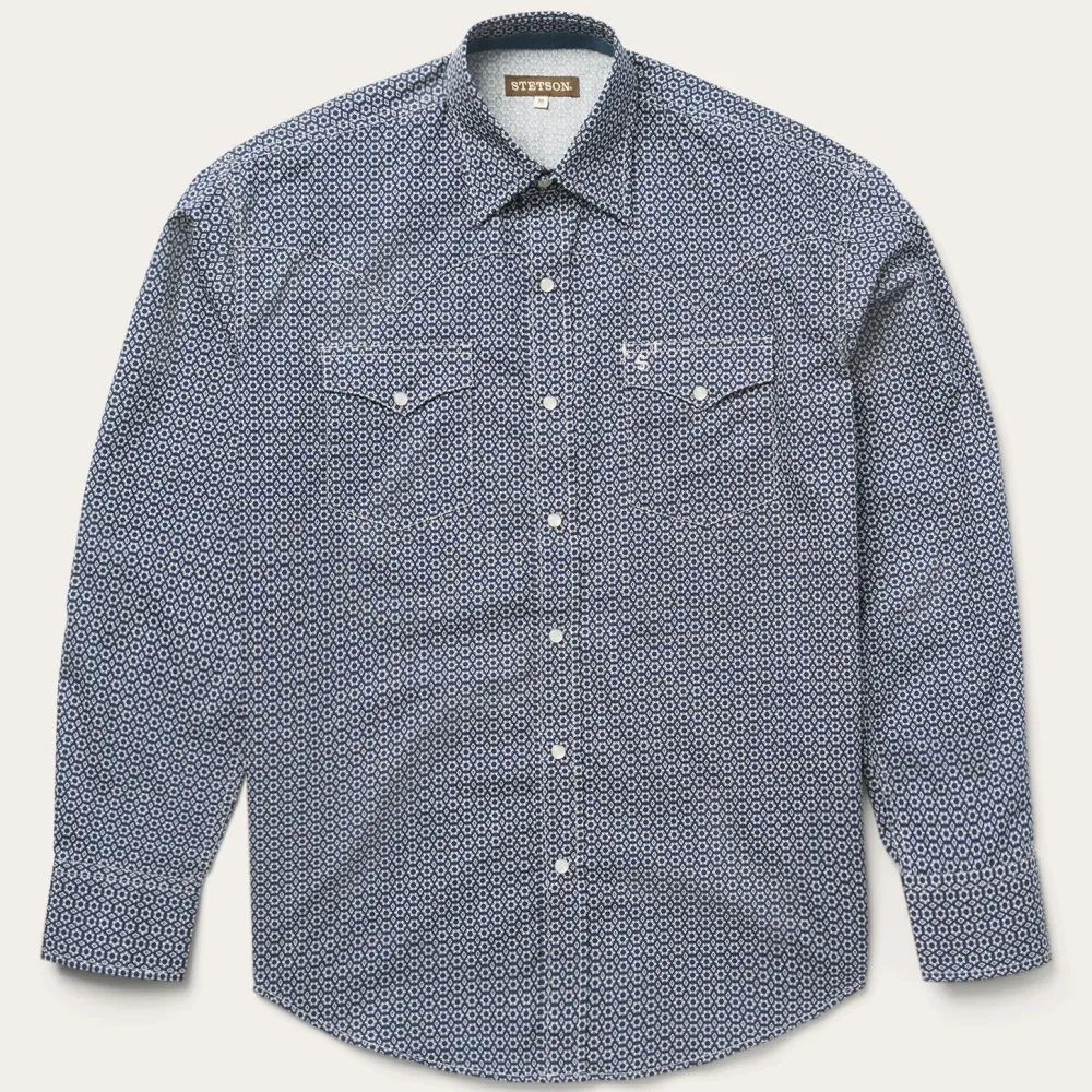 Stetson Snap Front Shirt in Deep Blue