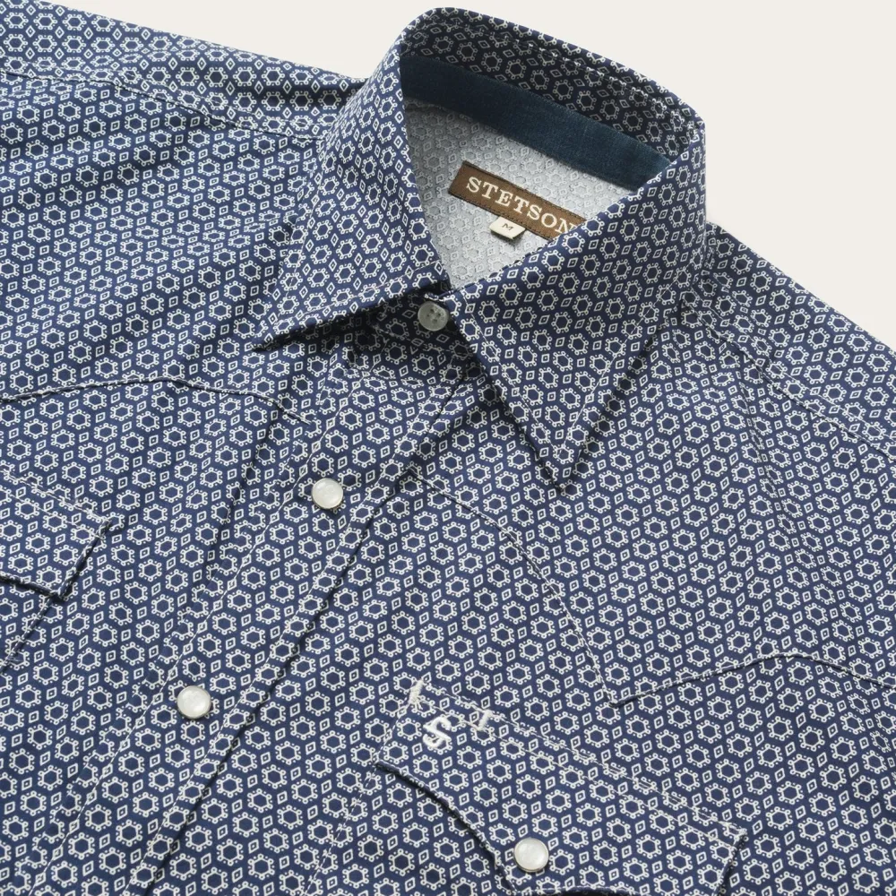 Stetson Snap Front Shirt in Deep Blue