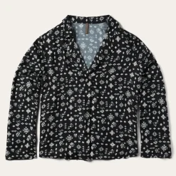 Stetson Southwestern Ditzy Print Blouse Black New