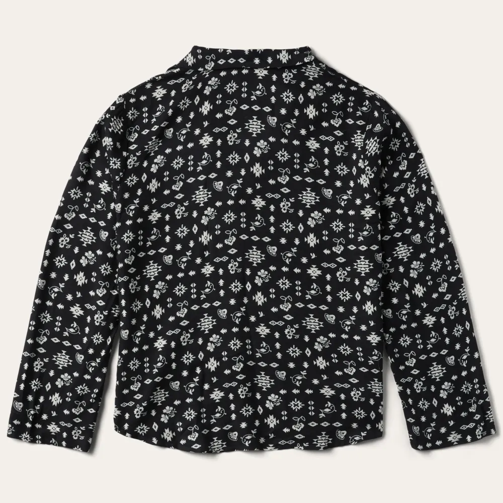 Stetson Southwestern Ditzy Print Blouse Black Clearance