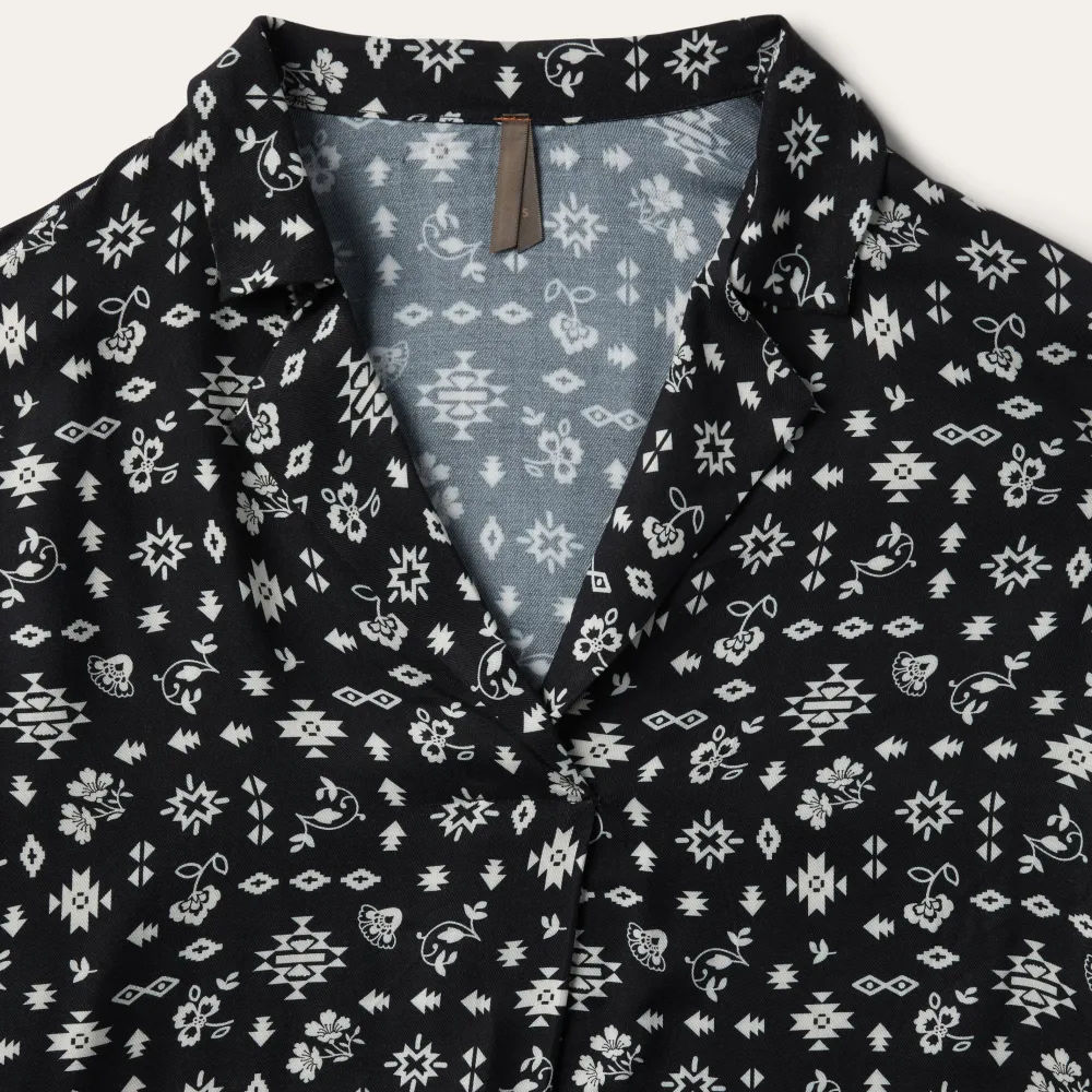 Stetson Southwestern Ditzy Print Blouse Black Clearance