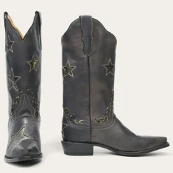 Stetson Star Distressed Cowboy Boot Black Best