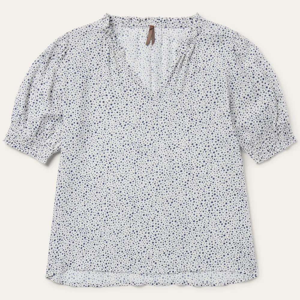 Stetson Stars Print Peasant Blouse White
