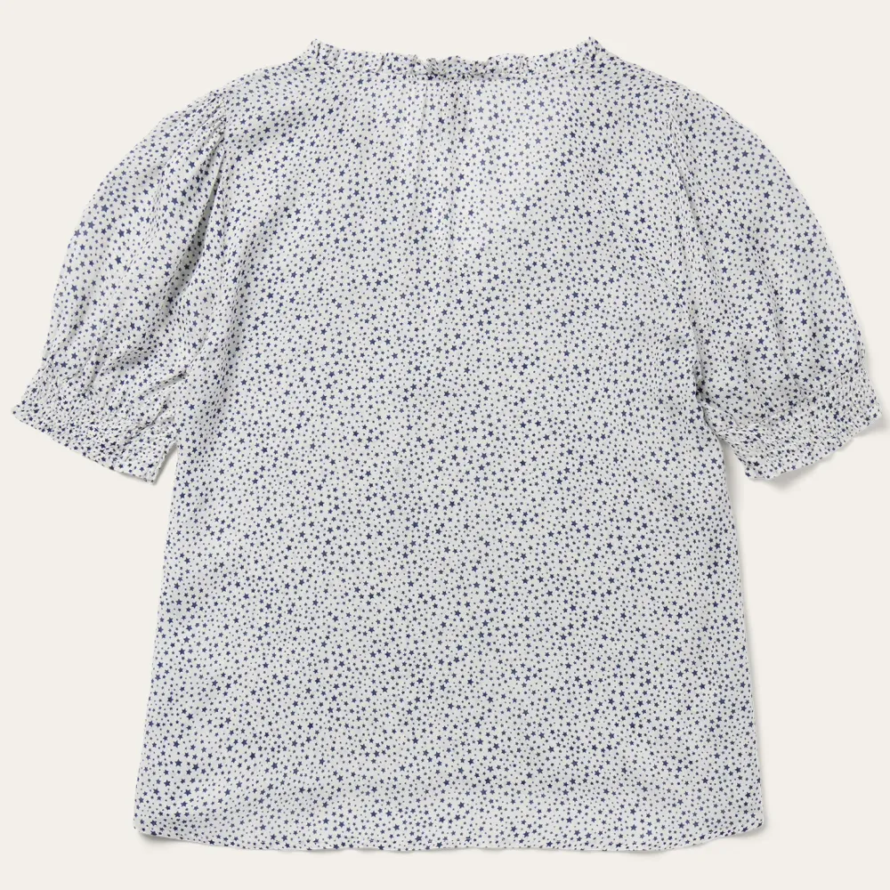 Stetson Stars Print Peasant Blouse White
