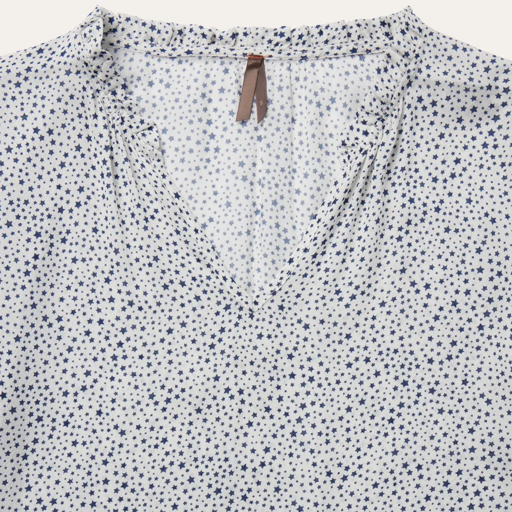 Stetson Stars Print Peasant Blouse White