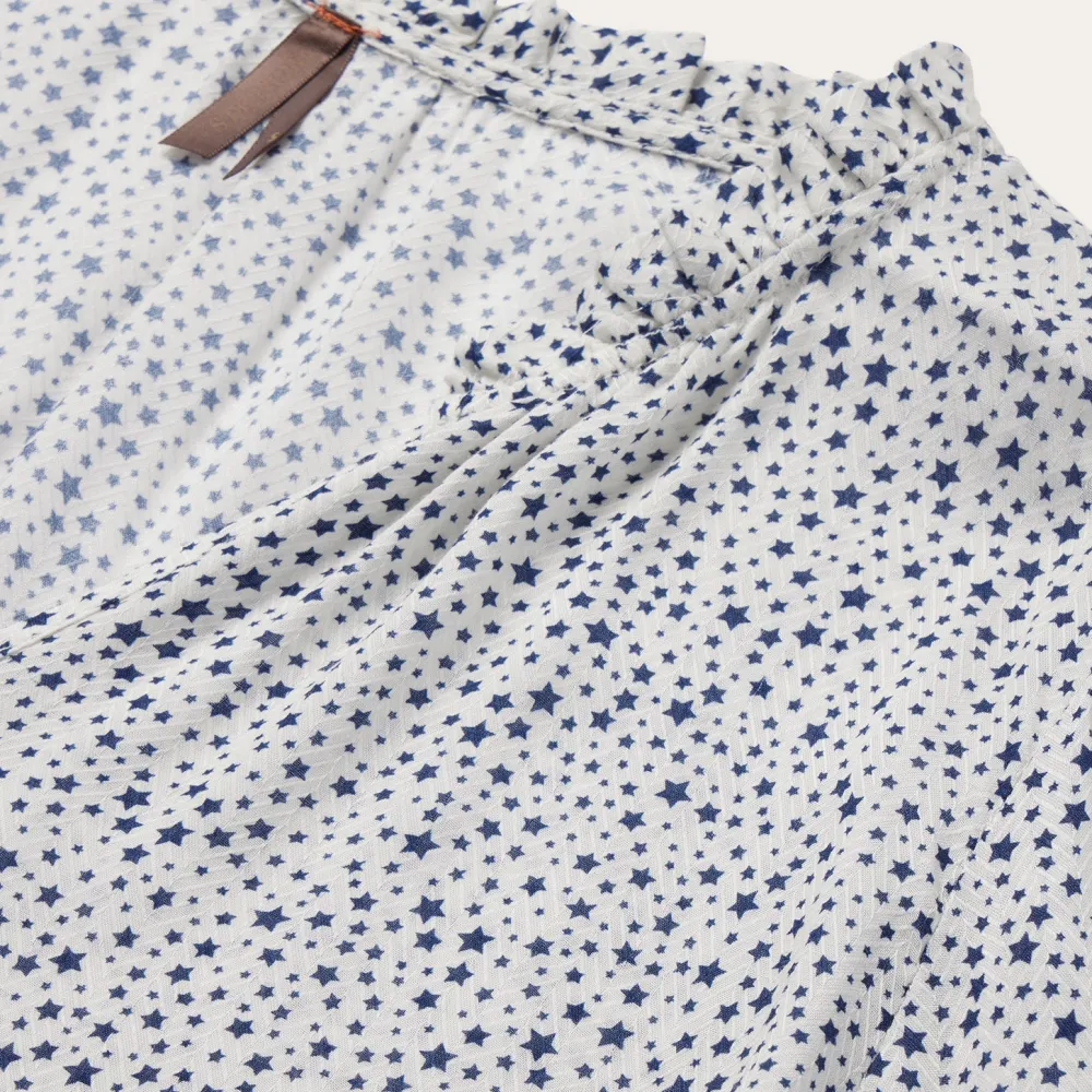 Stetson Stars Print Peasant Blouse White