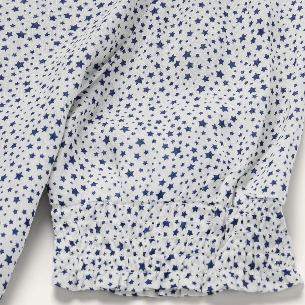Stetson Stars Print Peasant Blouse White