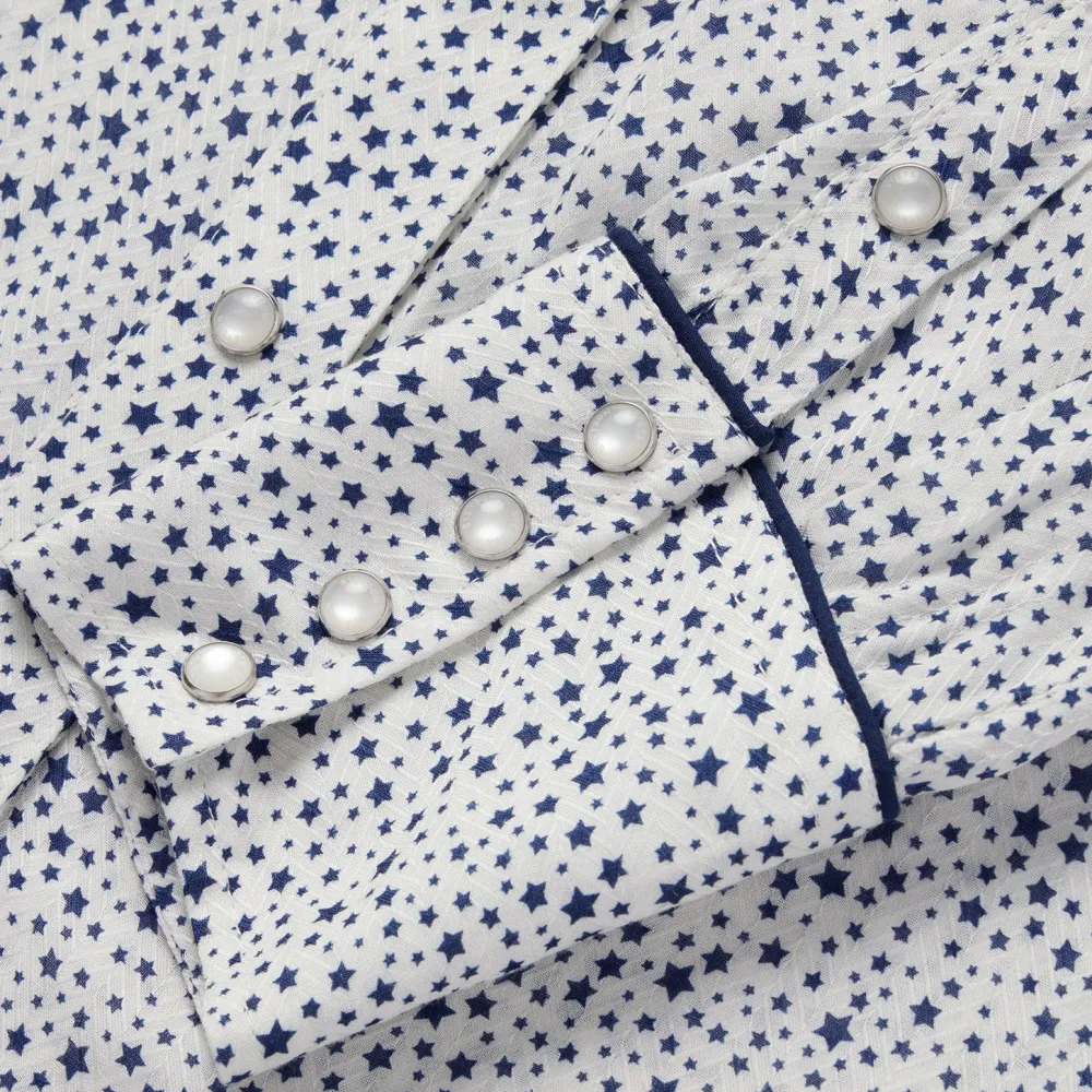 Stetson Stars Print Western Blouse White Outlet
