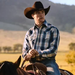 Stetson Steel Ombre Plaid Western Shirt Blue New