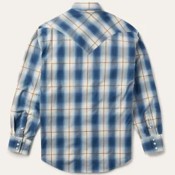 Stetson Steel Ombre Plaid Western Shirt Blue New