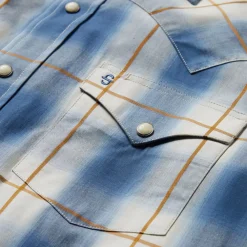 Stetson Steel Ombre Plaid Western Shirt Blue New