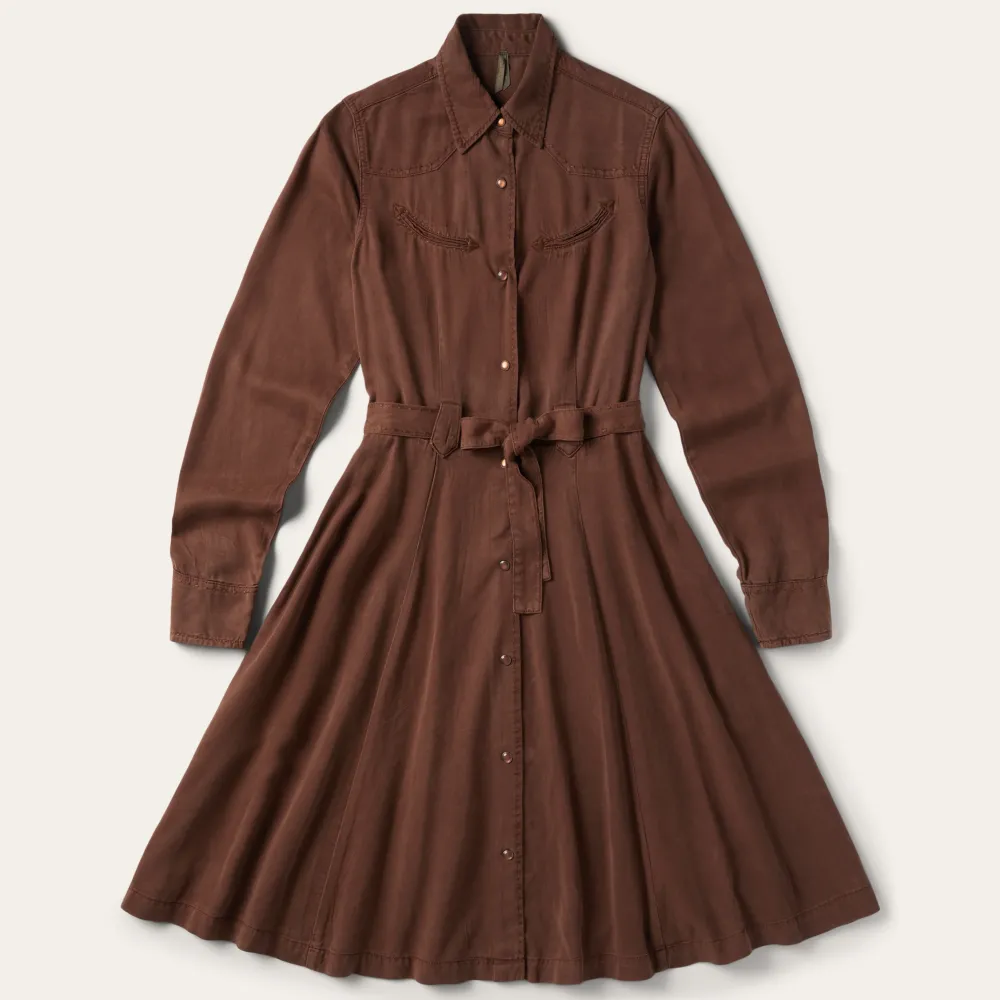 Stetson Tobacco Tencel Western Dress Brown New