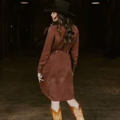 Stetson Tobacco Tencel Western Dress Brown New