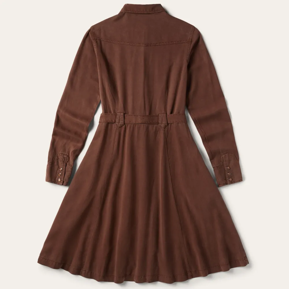 Stetson Tobacco Tencel Western Dress Brown New