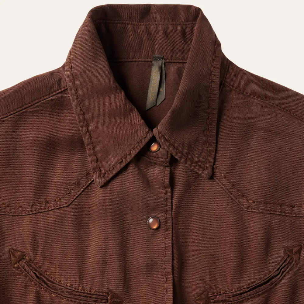 Stetson Tobacco Tencel Western Dress Brown New