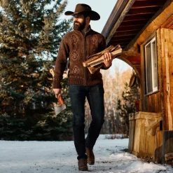 Stetson Vertical Aztec Cardigan Brown Outlet
